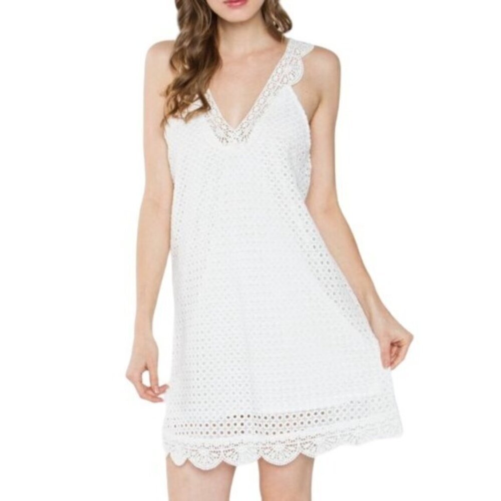 Sugarlips Brette White Crochet Dress, size L
